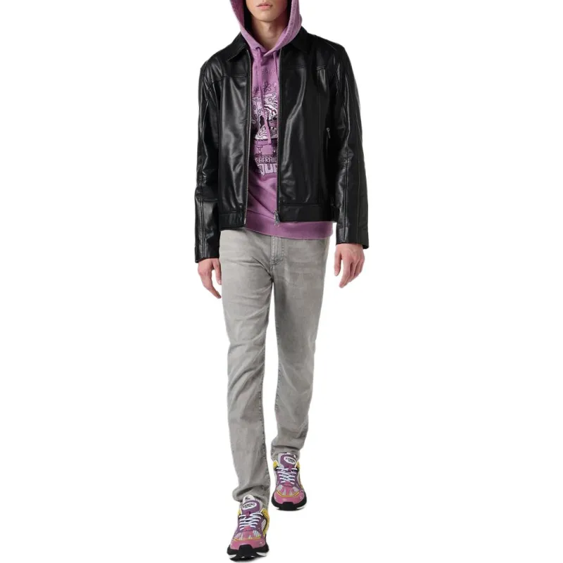 Iceberg Leather Jacket Men's Black-2