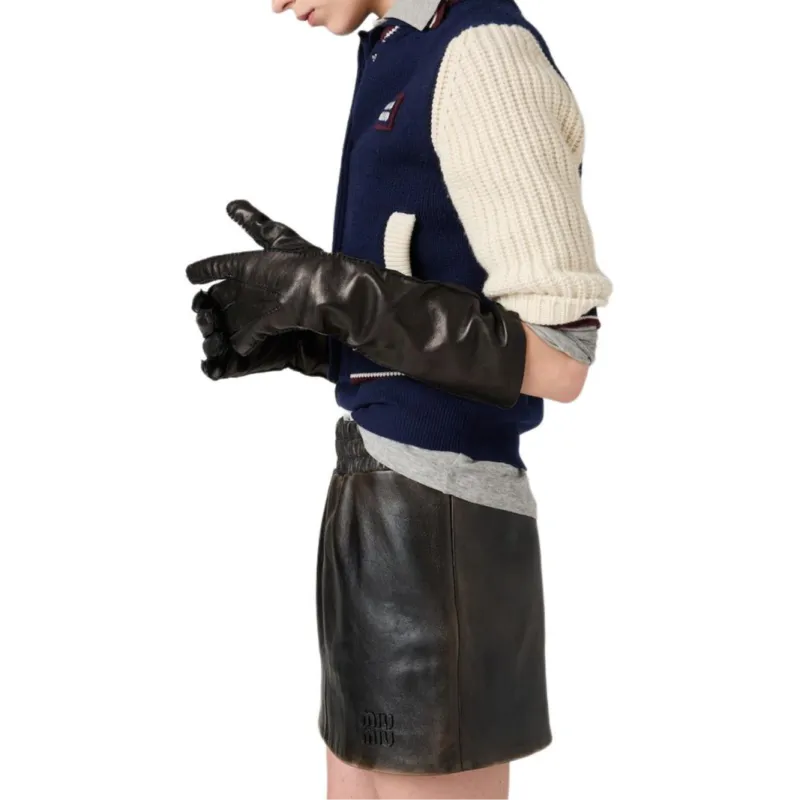 MIU MIU Leather Mini Skirt-3