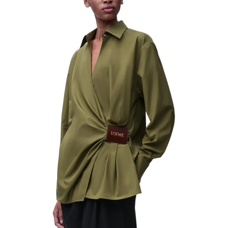 LOEWE SS25 Shirt Women's Khaki Green-2