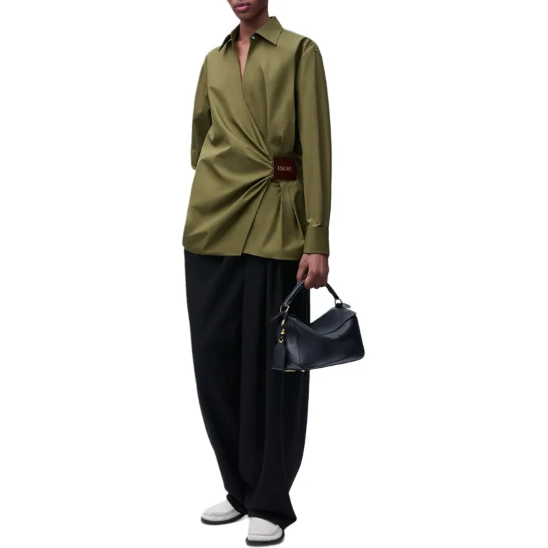 LOEWE SS25 Shirt Women's Khaki Green-1
