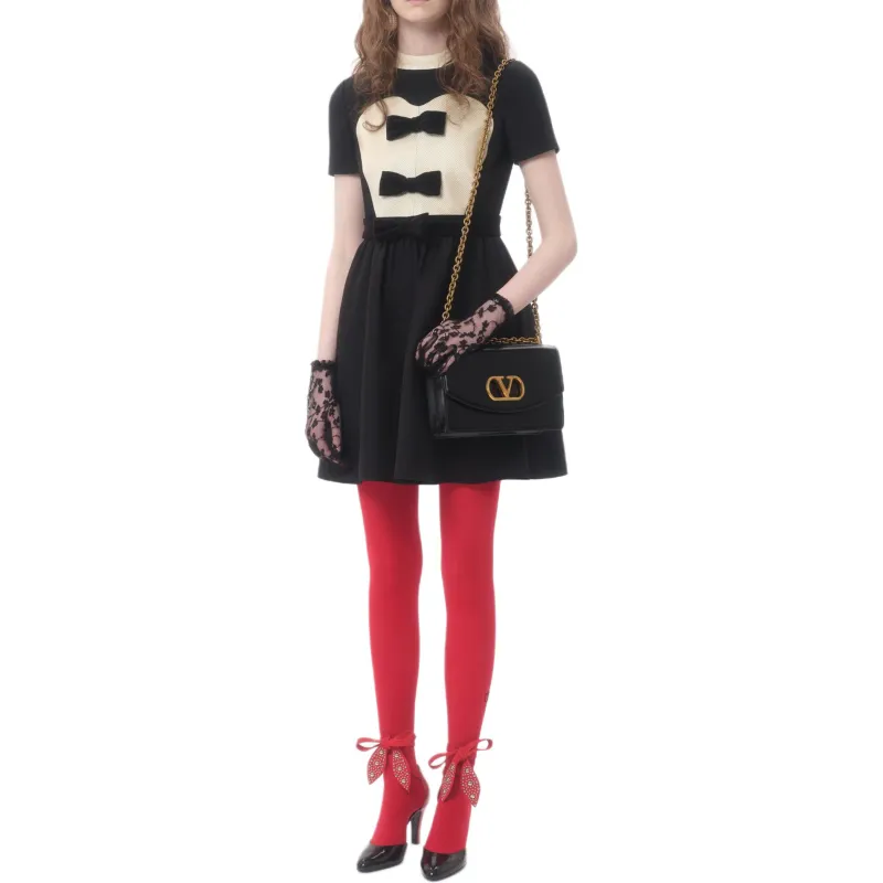 Valentino Bow Detailed Crewneck Short Sleeved Dress-4