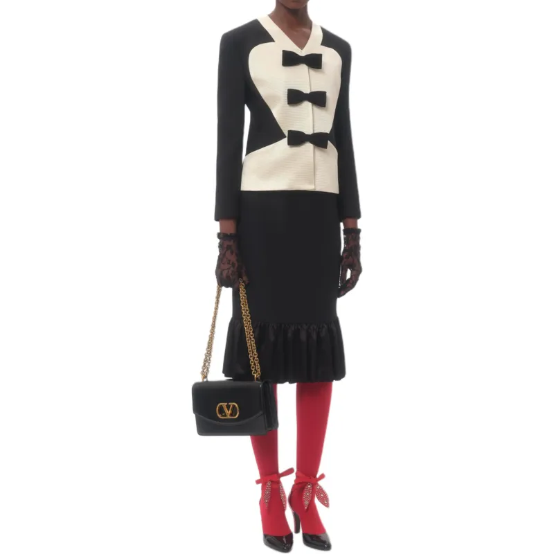 Valentino CREPE COUTURE Casual Long Skirt Women's Black-4