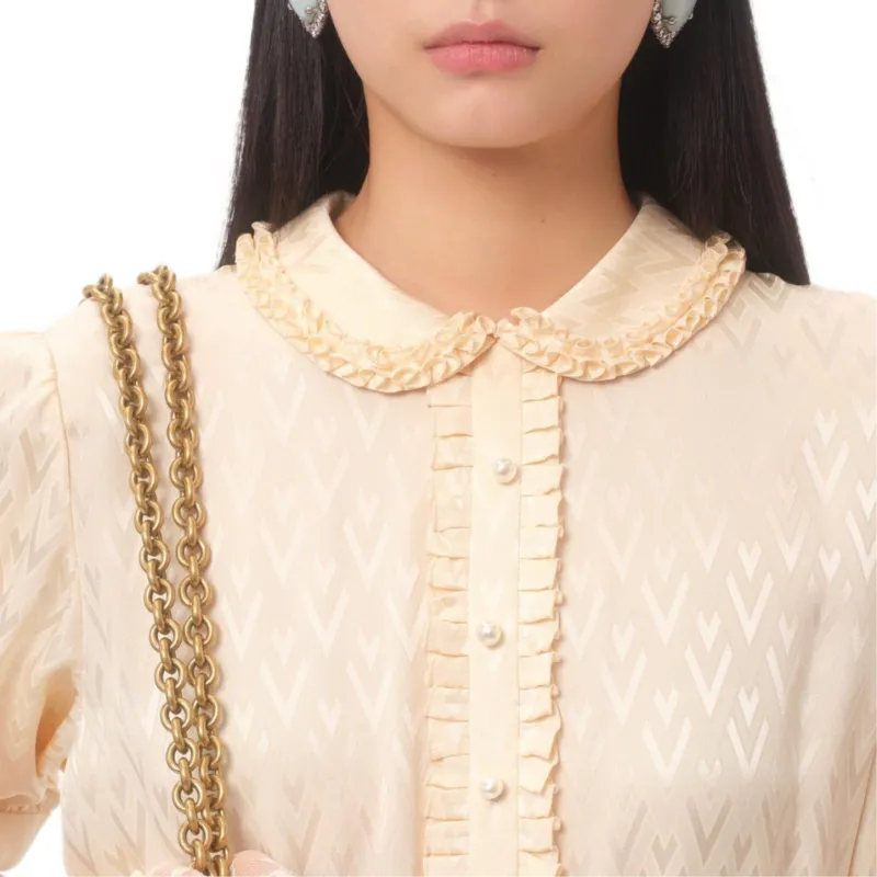 Valentino Ruffle Detailed Half Sleeved Mini Dress-6