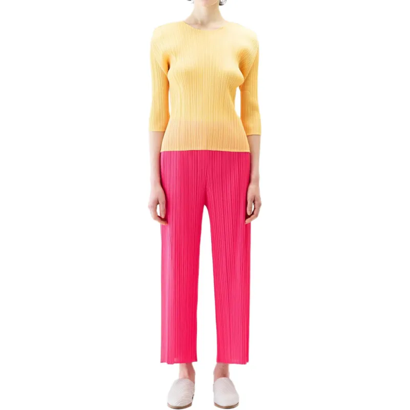 PLEATS PLEASE ISSEY MIYAKE T Shirt Women's Yellow-1