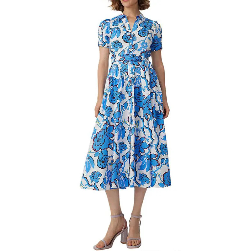 Diane Von Furstenberg SS25 Short Sleeved Dresses Women's Blue-3