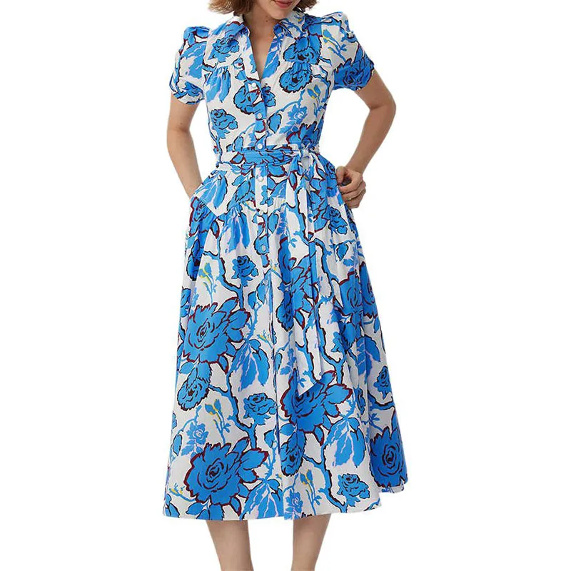 Diane Von Furstenberg SS25 Short Sleeved Dresses Women's Blue-2