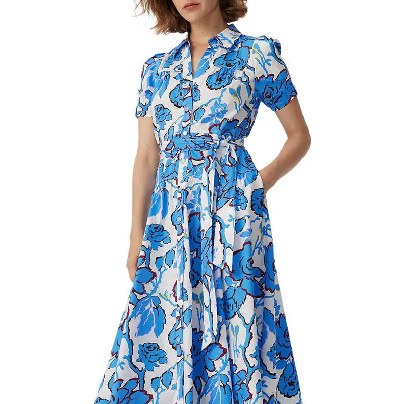 Diane Von Furstenberg SS25 Short Sleeved Dresses Women's Blue-5
