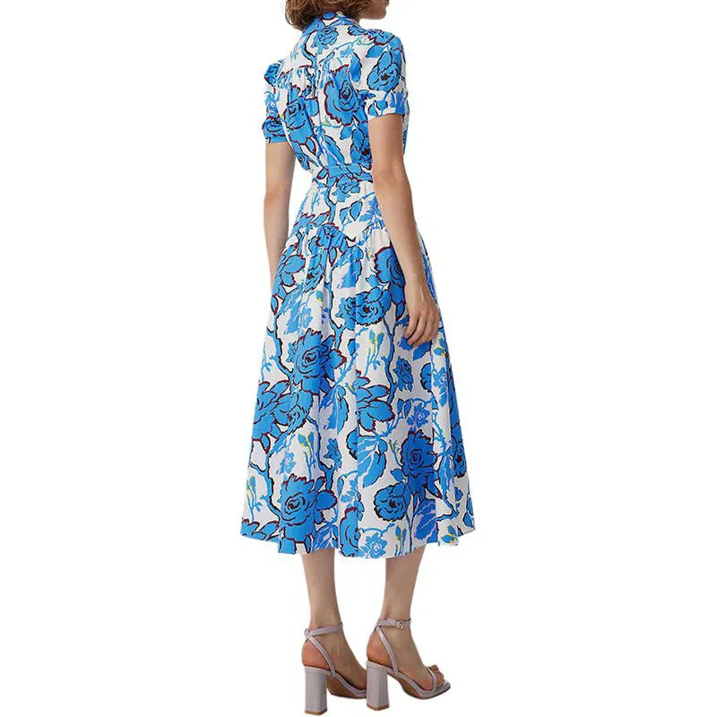 Diane Von Furstenberg SS25 Short Sleeved Dresses Women's Blue-4