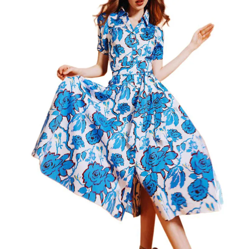 Diane Von Furstenberg SS25 Short Sleeved Dresses Women's Blue-1