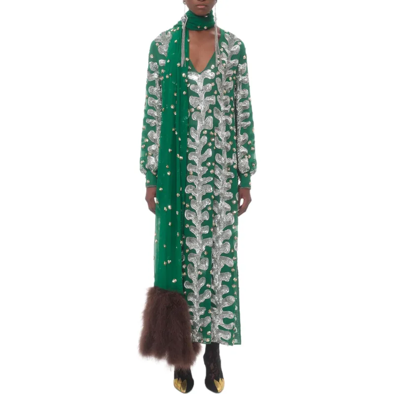 Valentino Long Sleeved Dresses Women's Green-1