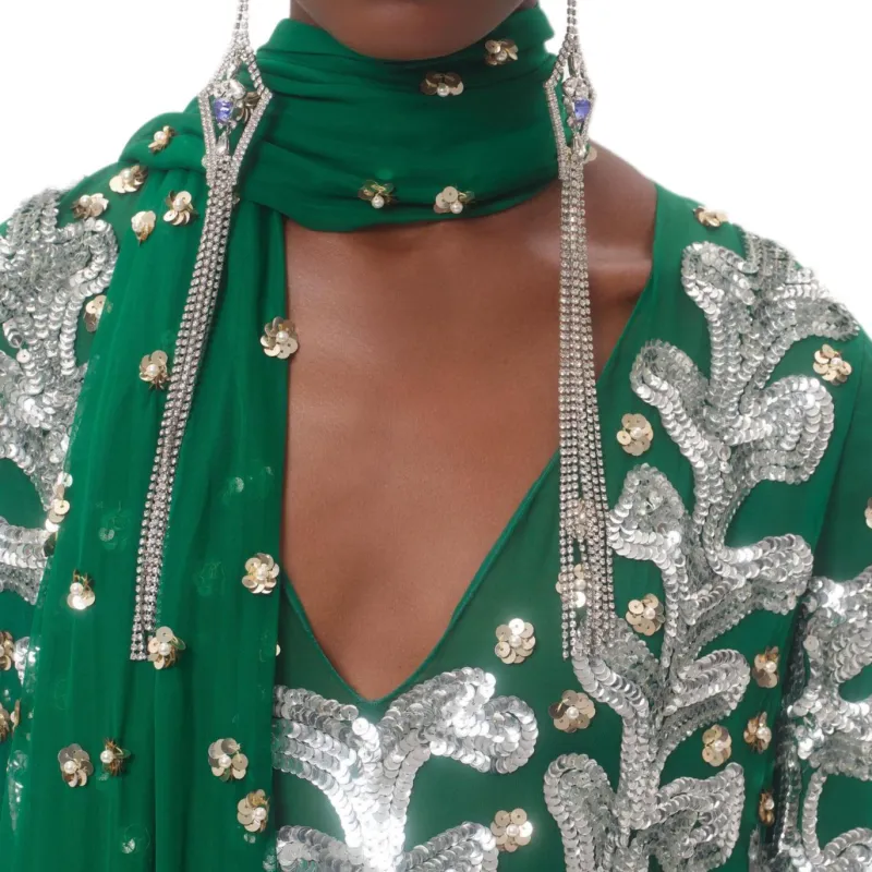 Valentino Long Sleeved Dresses Women's Green-5
