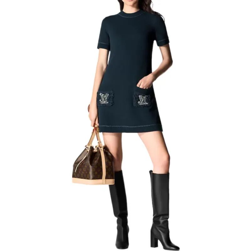 LOUIS VUITTON Bouclé Pocket Knit Dress-2