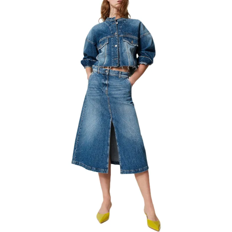 Twinset Denim Midi Skirt-1