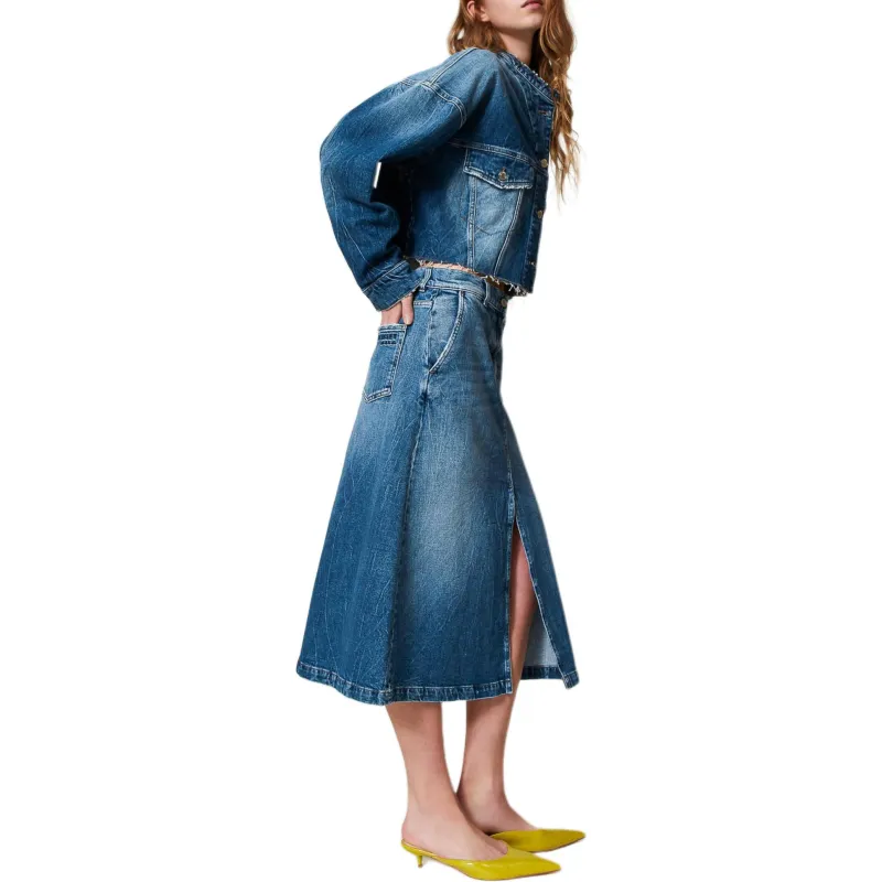 Twinset Denim Midi Skirt-3