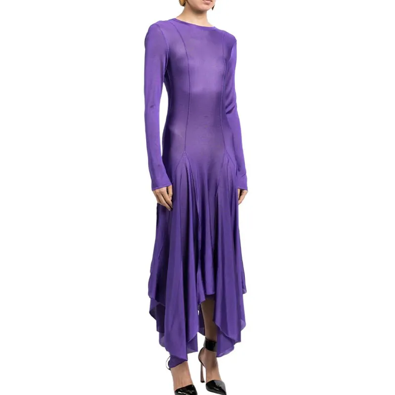 FANSIZHE Long Sleeved Dress Women's Purple-2