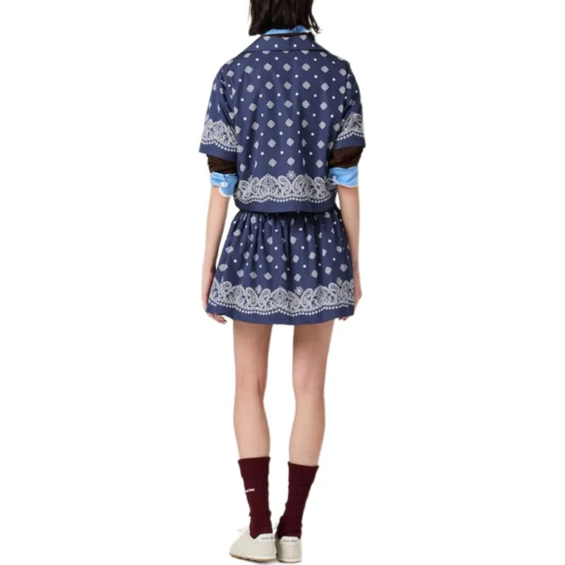 MIU MIU Paisley Printed Drawstring Mini Skirt-3
