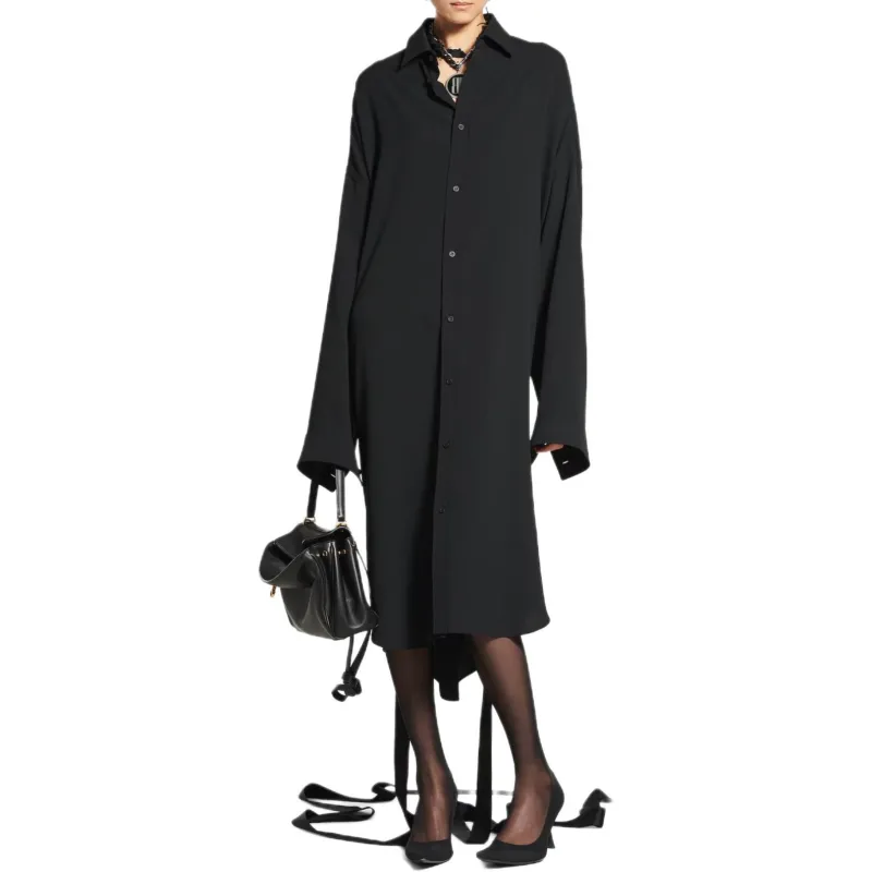 Balenciaga Long Sleeved Dress Regular Fit Women's Black-2