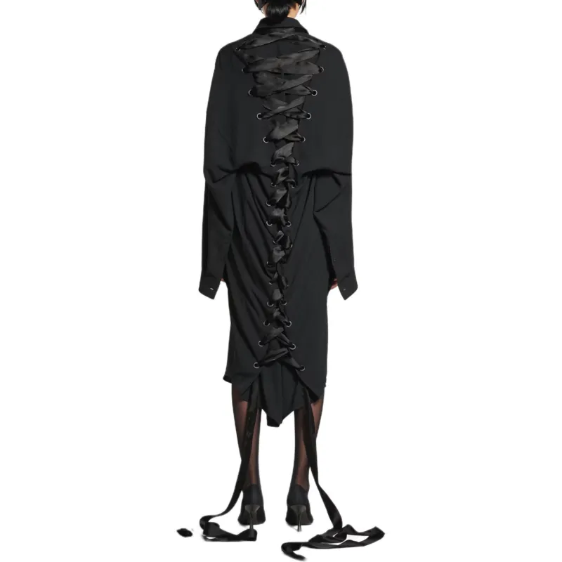Balenciaga Long Sleeved Dress Regular Fit Women's Black-3