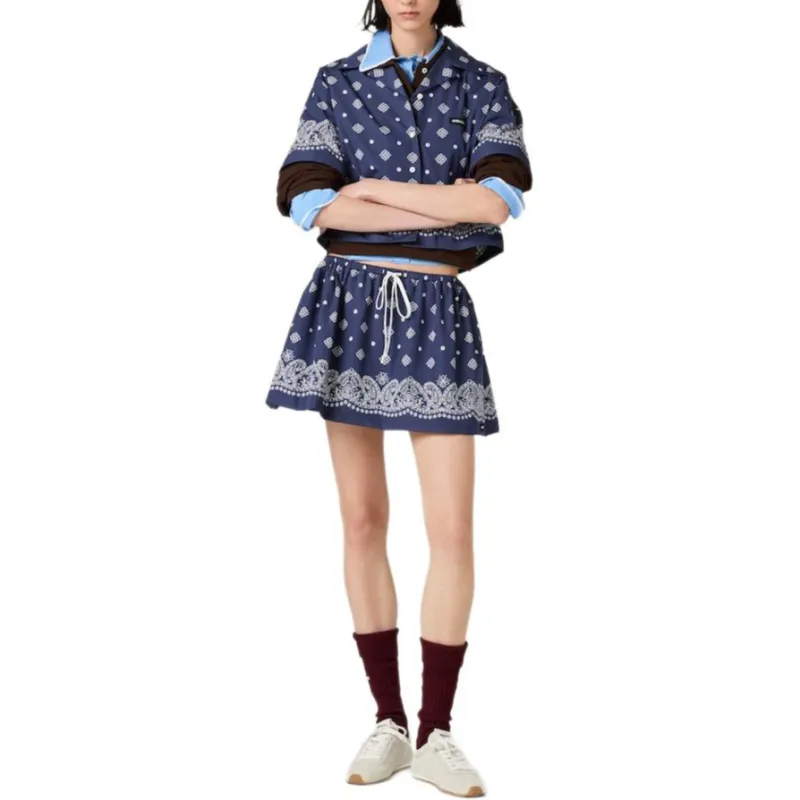 MIU MIU Paisley Printed Drawstring Mini Skirt-2