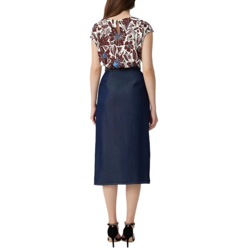 Diane Von Furstenberg SS25 Denim Long Skirt Women's Dark Denim Blue-2