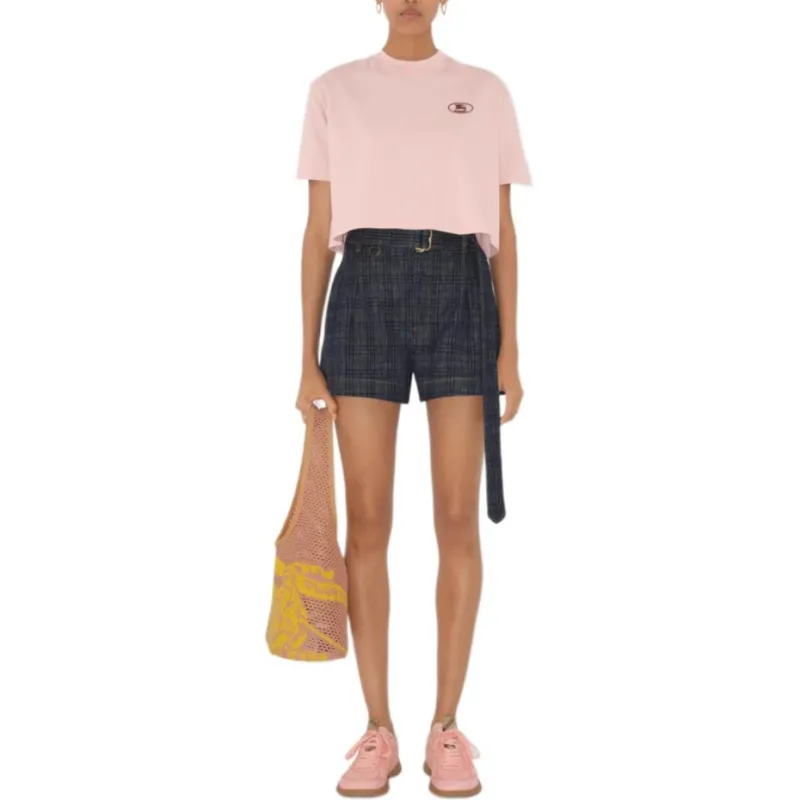 Burberry SS25 Drop Shoulder Sleeve T Shirt Women's Pink-1