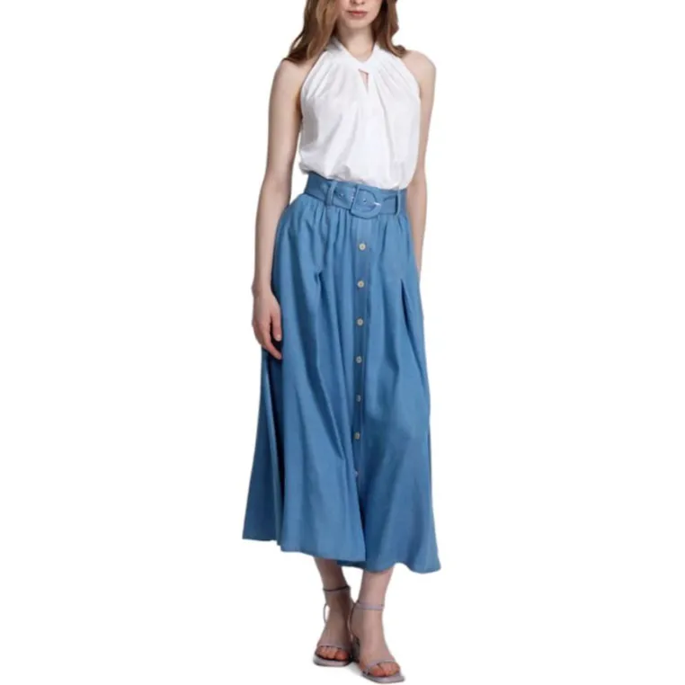 Diane Von Furstenberg SS25 Casual Long Skirt Women's Light Blue-1
