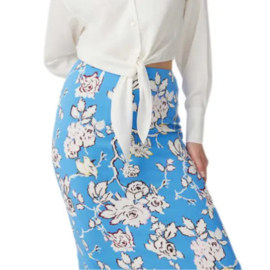Diane Von Furstenberg SS25 Casual Long Skirt Women's Blue White-5
