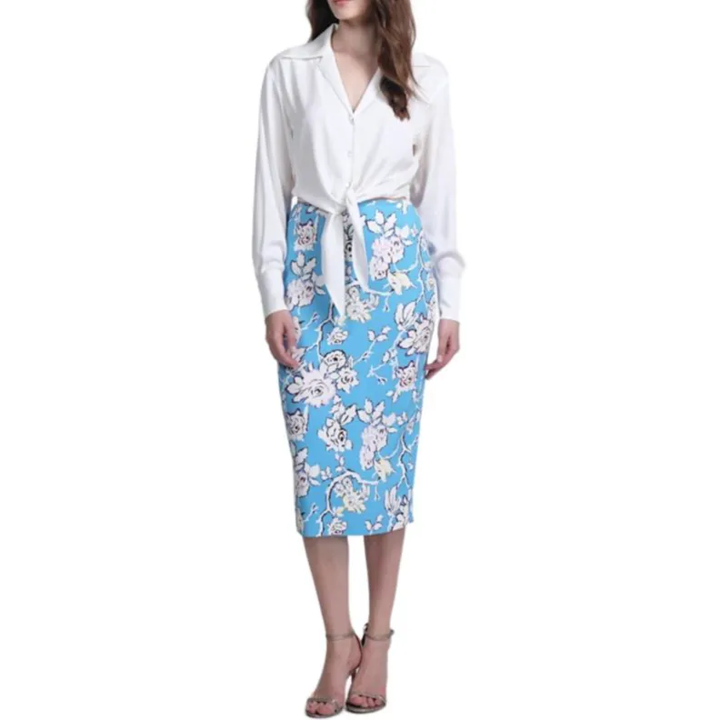Diane Von Furstenberg SS25 Casual Long Skirt Women's Blue White-1