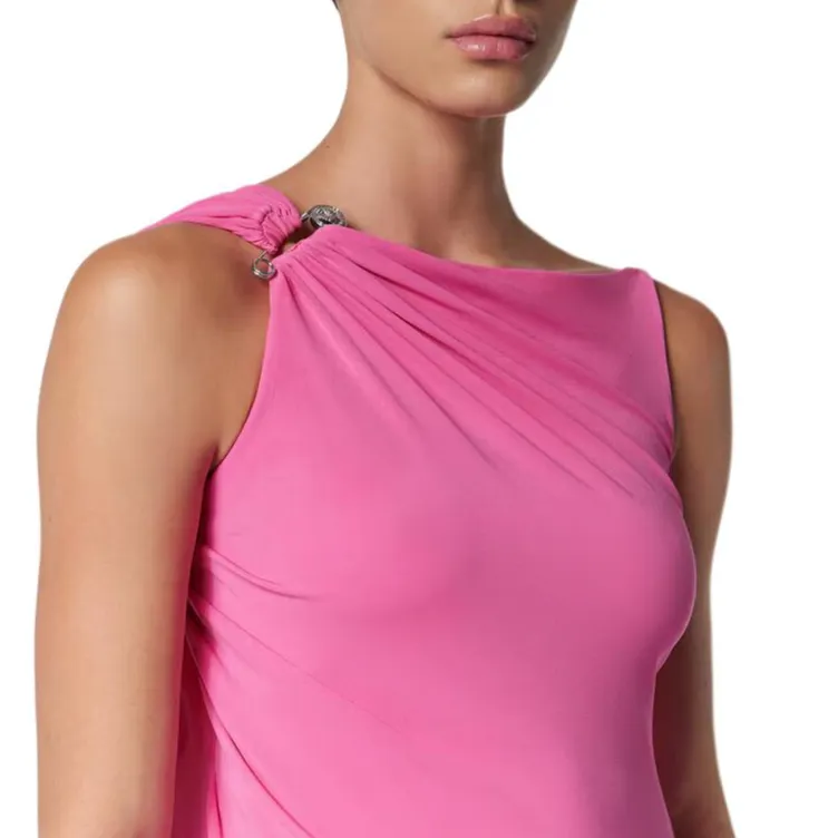 VERSACE Safety Pin Draped Flared Mini Dress-4