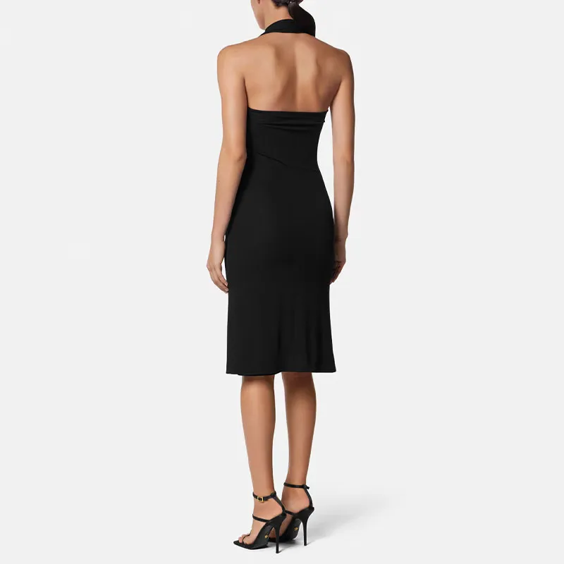 VERSACE Safety Pin Sleeveless Dress Women's Black-3