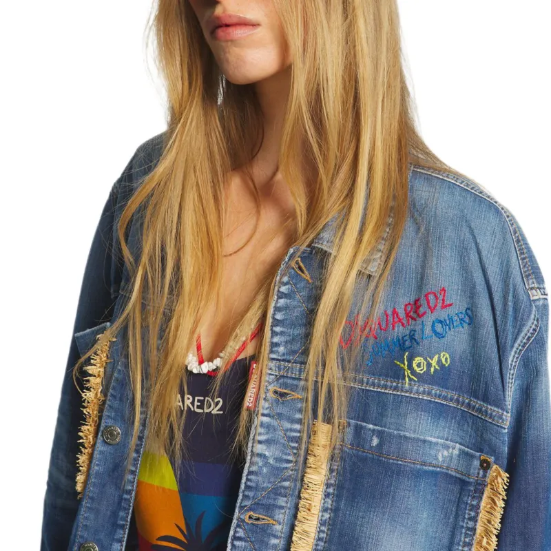 DSQUARED 2 Fringed Denim Jacket-4