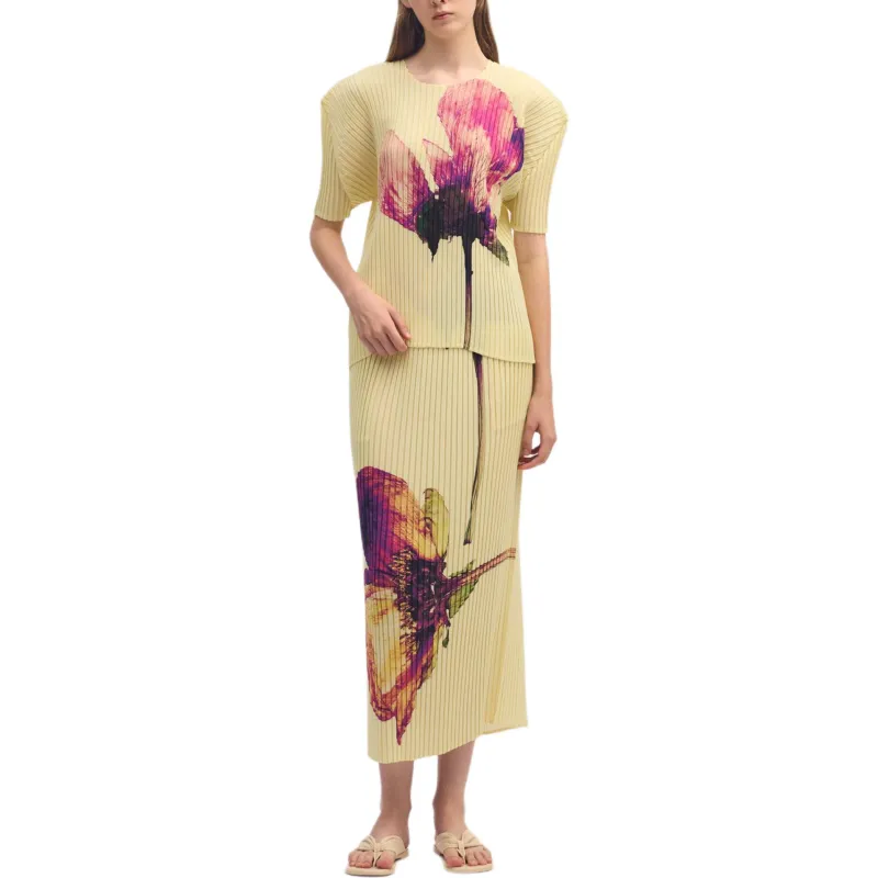 ISSEY MIYAKE Casual Long Skirt Women's Yellow-3