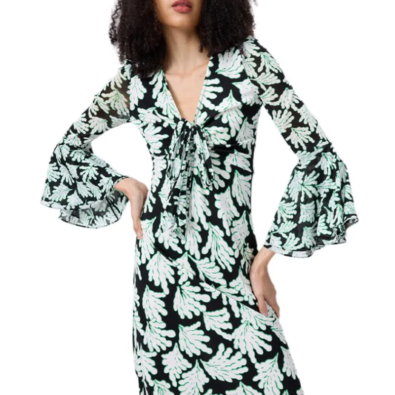 Diane Von Furstenberg FW25 Long Sleeved Dress Women's Green Shadow-5