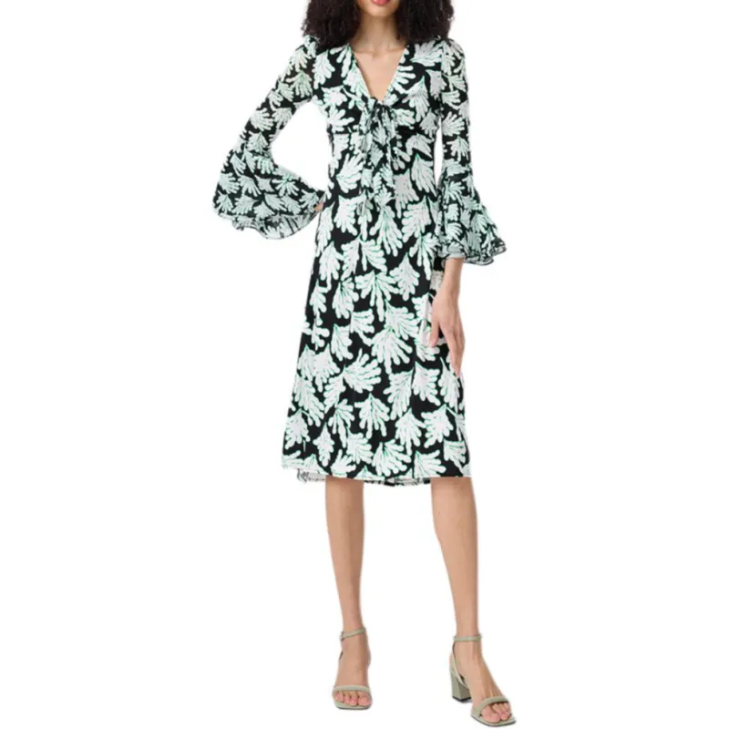 Diane Von Furstenberg FW25 Long Sleeved Dress Women's Green Shadow-1