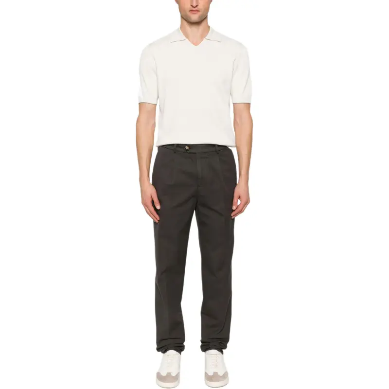 Brunello Cucinelli Fine Knitted Ribbed Polo Shirt-1