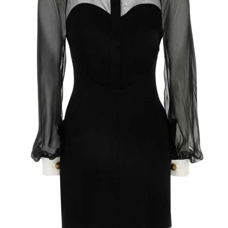 VERSACE COLLECTION Panelled Long Sleeved Mini Dress-5
