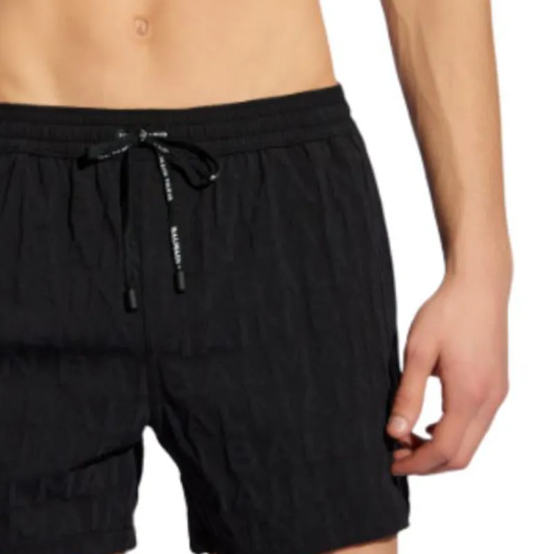 BALMAIN Logo Monogram Drawstring Swim Shorts-4