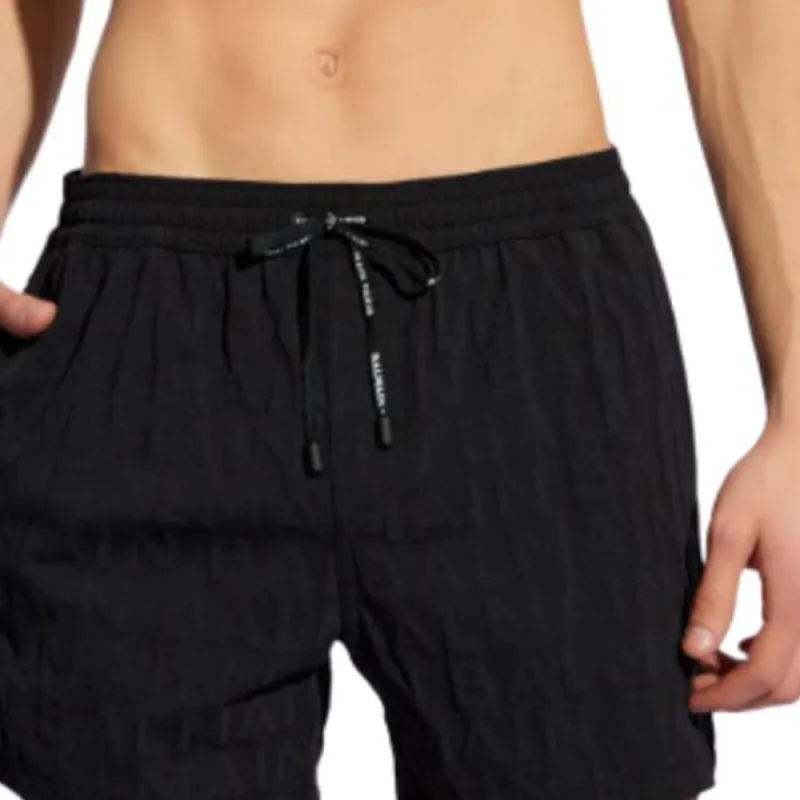 BALMAIN Logo Monogram Drawstring Swim Shorts-3