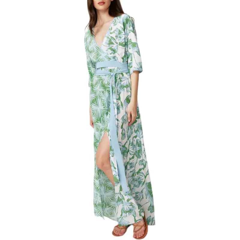 Diane Von Furstenberg FW24 Short Sleeved Dress Women's Green White-3
