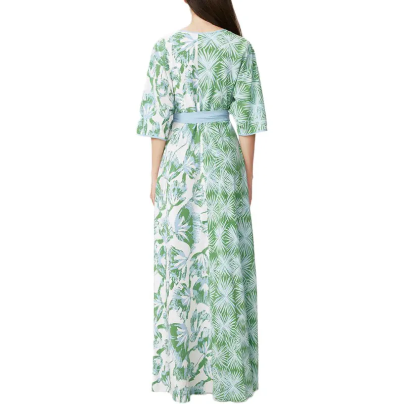 Diane Von Furstenberg FW24 Short Sleeved Dress Women's Green White-2