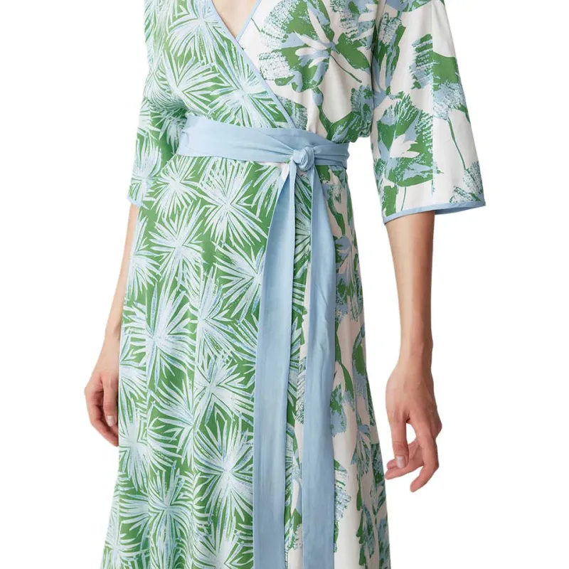 Diane Von Furstenberg FW24 Short Sleeved Dress Women's Green White-4