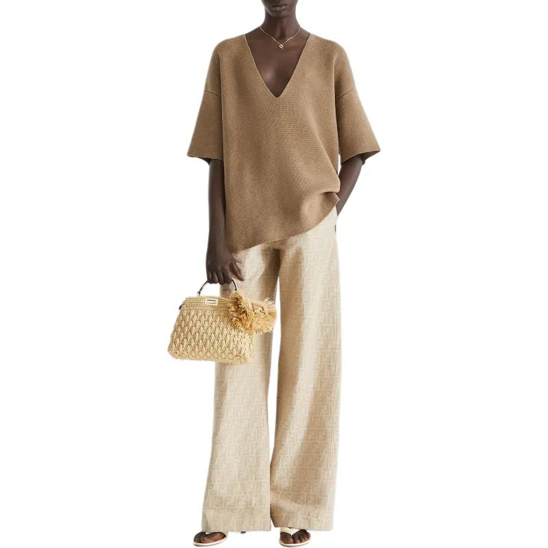 FENDI SS25 Casual Pants Women's Beige-2