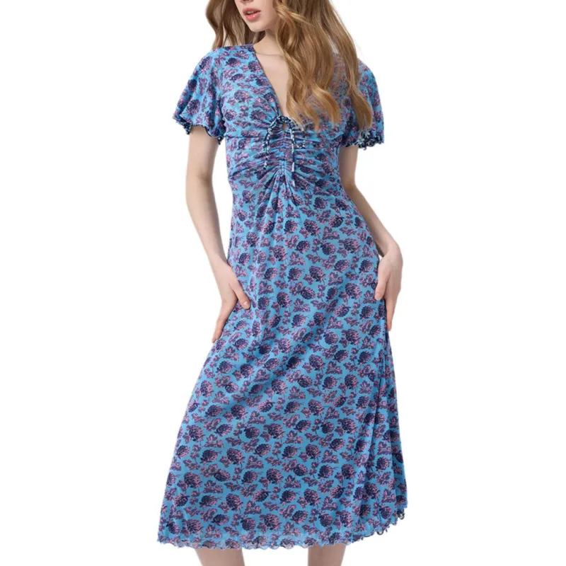 Diane Von Furstenberg FW25 Short Sleeved Dress Women's Blue-2