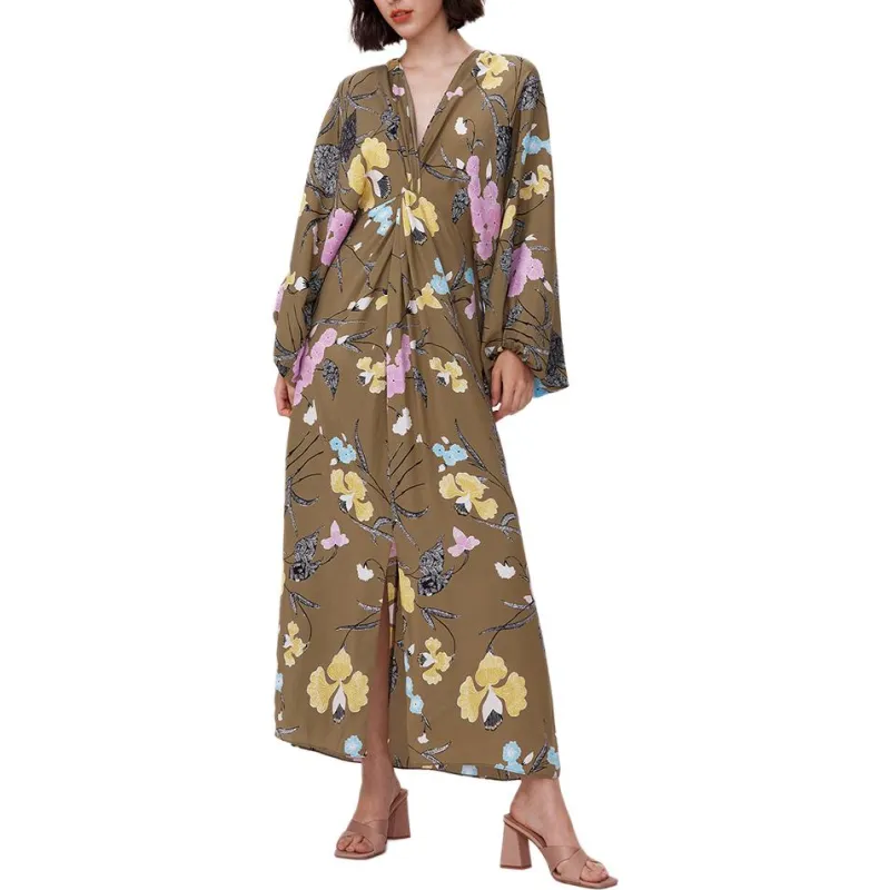 Diane Von Furstenberg Long Sleeved Dress Women's Olive Green-1