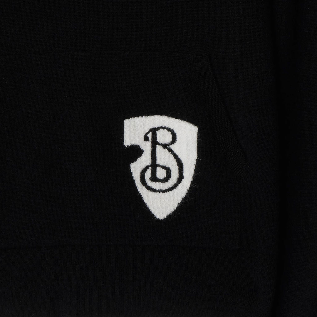 Burberry B Shield Logo Intarsia-Knit Drawstring Hoodie