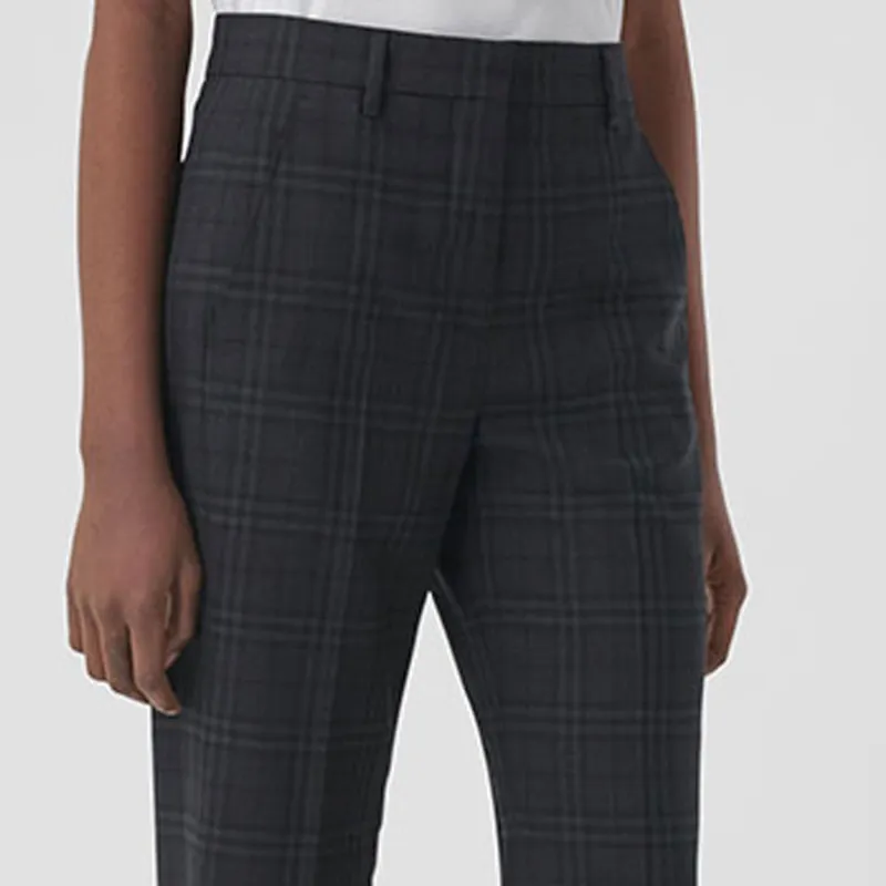 Burberry Check Wool Tailored Trousers-4