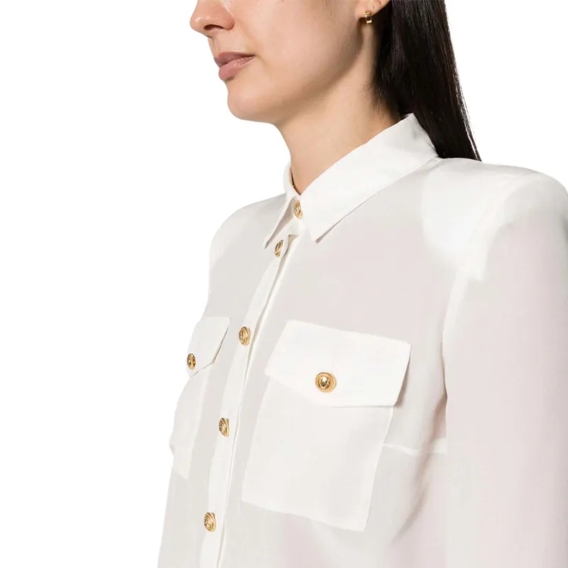 BALMAIN Embossed Buttons Long Sleeved Shirt-5