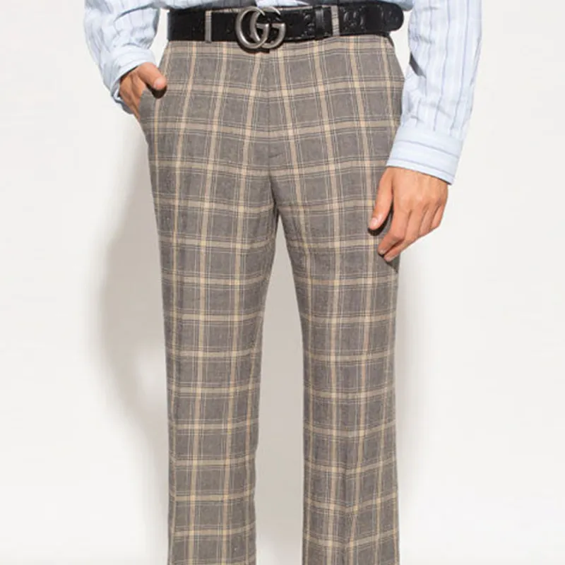 GUCCI Checkered Straight Leg Trousers-4
