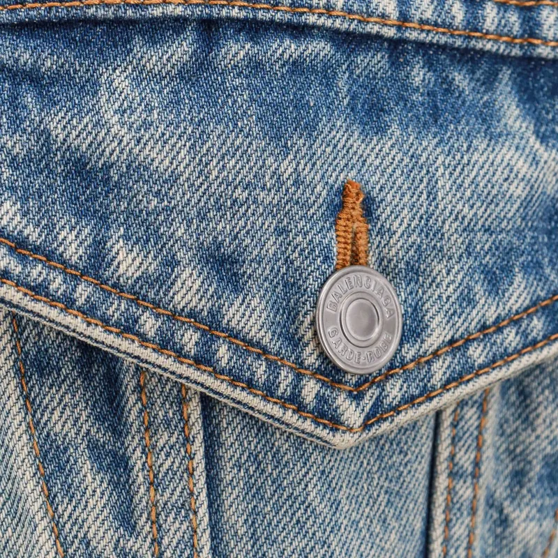 Balenciaga Collared Button Up Denim Jacket-5