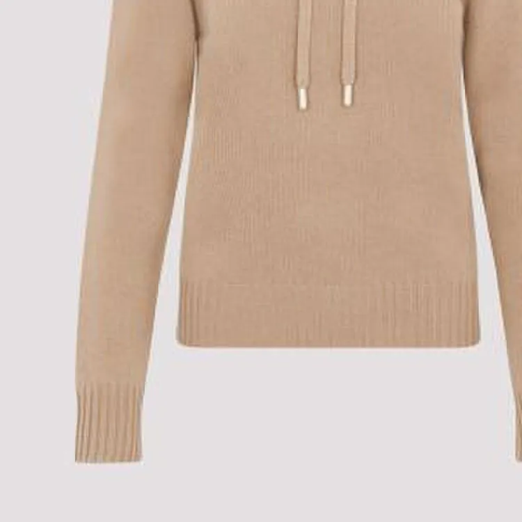 MaxMara Drawstring Long Sleeved Knitted Hoodie-4